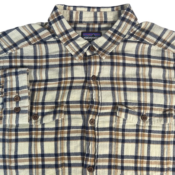 Patagonia Other - Patagonia Steersman Button Down Shirt Mens M Cream Brown Plaid Organic Cotton